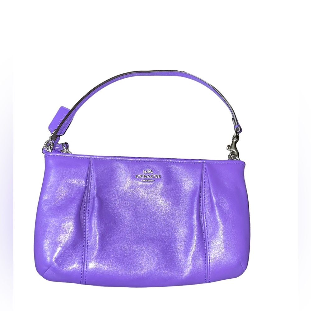 COACH Purple Iris Smooth Leather Wristlet Mini Y2K 90s mini Nolita bag